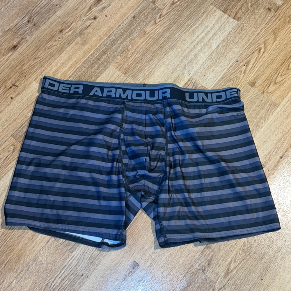 Under Armour Men’s Black & Navy Stripe Performance Boxer Briefs